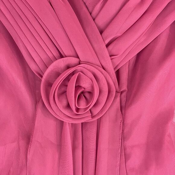 Wrap Cap Sleeve Gown Women’s 3/4 Raspberry Cranberry Bridesmaid Prom Pink USA - Picture 6 of 6